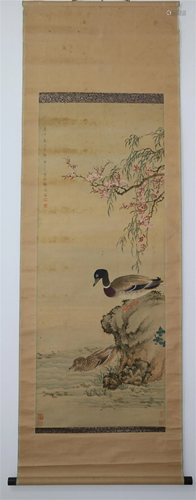 CHINESE PAINTING OF DOUBLE DUCKES IN RI…