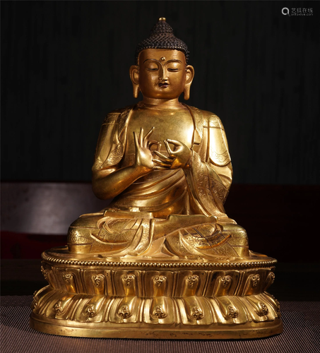 CHINESE GILT BRONZE SEATED AKYAM…