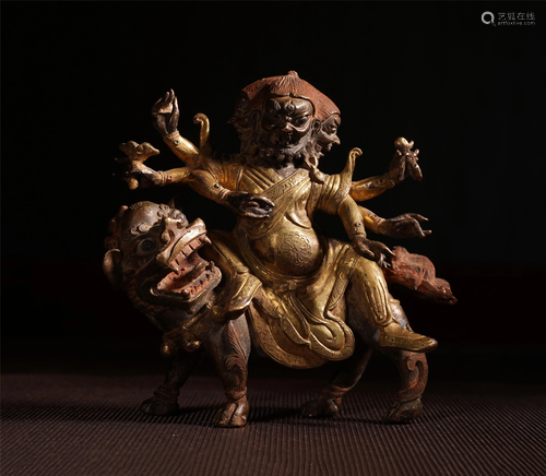 CHINESE GILT BRONZE CARVED BUDDHI…