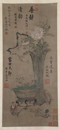 CHINESE PAINTING OF FLOWERS BY WENG T…