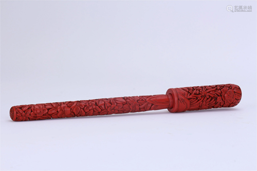 CHINESE CINNABAR CARVED BRUSH