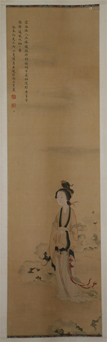 CHINESE PAINTING OF BEAUTY FIGURE BY LU …