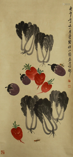 CHINESE PAINTING OF VEGETABLES & INSEC…