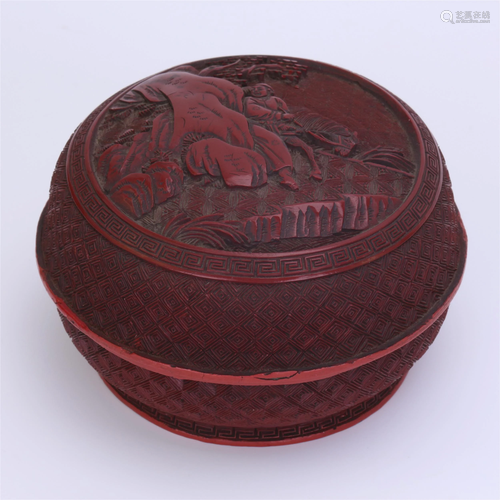 CHINESE CINNABAR CARVED FIGU…