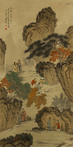 CHINESE PAINTING OF SCHOLARS GATHERIN…