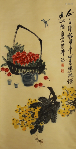 CHINESE PAINTING OF FRUIT AND INSECT BY…