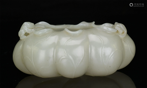 CHINESE WHITE JADE CARVED LOTUS SHA…