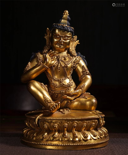 CHINESE GILT BRONZE SEATED JAMBHA…