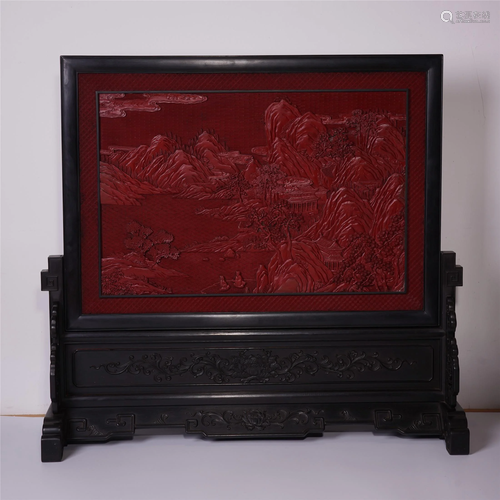 CHINESE CINNABAR CARVED MOU…