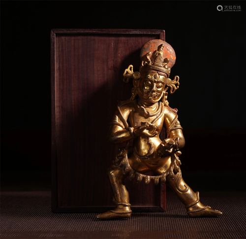 CHINESE GILT BRONZE STAND BUDDHIS…