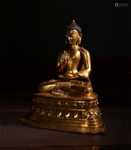 CHINESE GILT BRONZE SEATED AKYAM…