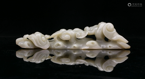 CHINESE WHITE JADE CARVED MOUNTAI…