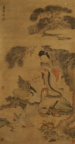 CHINESE SILK HANDSCROLL PAINTING …