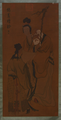 CHINESE SILK HANDSCROLL PAINTING …