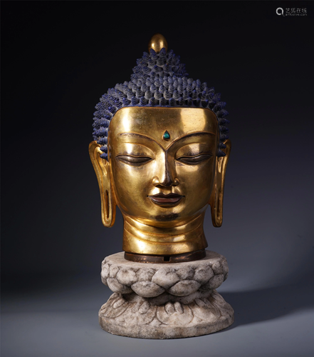 CHINESE GILT BRONZE CARVED BUDDH…