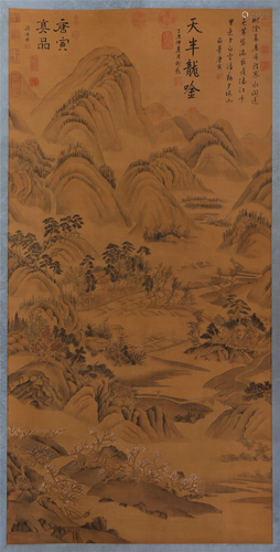 CHINESE SILK HANDSCROLL PAINTING …