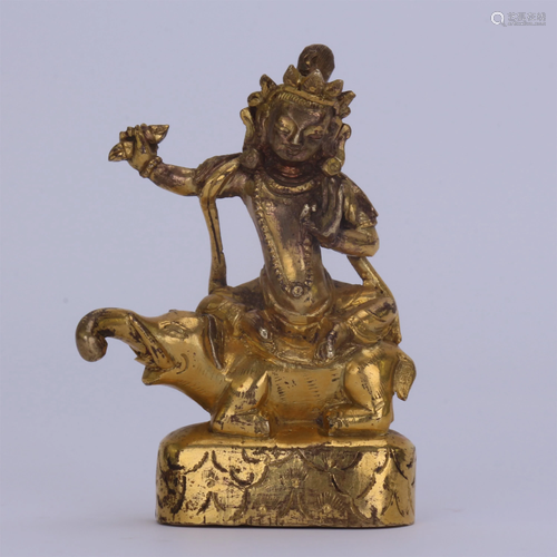 CHINESE GILT BRONZE BUDDHIST ON T…