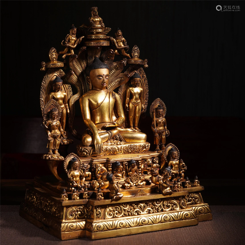 AN UNUSUAL CHINESE GILT BRONZE S…