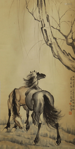 CHINESE HANGING SCROLL INK PAINTING O…