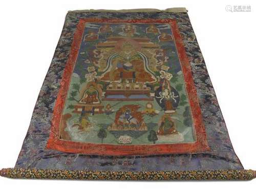 Thangka mit Darstellung des gekrönten Buddha Shakyamuni