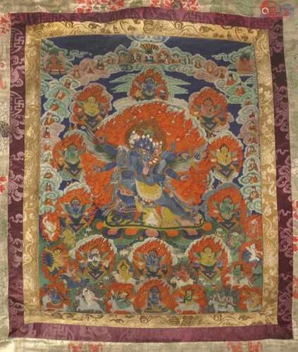 Thangka mit Darstellung des zornvollen Hevajra