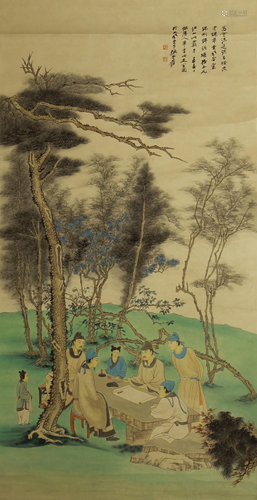 CHINESE PAINTING OF SCHOLARS GATHERIN…