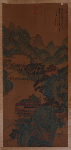 CHINESE SILK HANDSCROLL PAINTING …