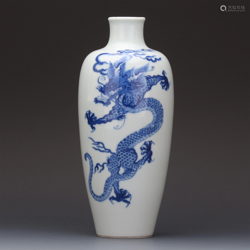 CHINESE BLUE AND WHITE PORCELAIN DRAG…