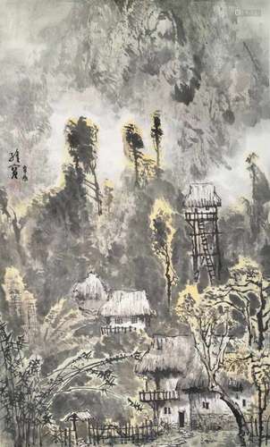 Wang Weibao (geb. 1942), attr. - Dorfansicht