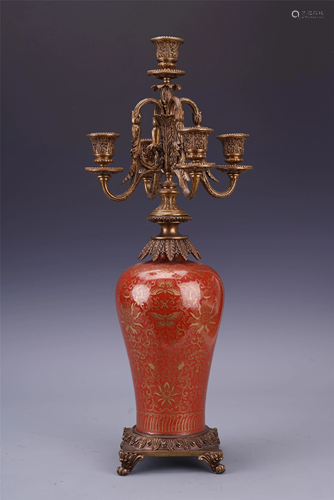 A FINE CHINESE BRONZE GILT-DECORATED…