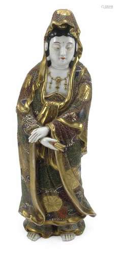 Porzellanfigur des Kannon mit Golddekor