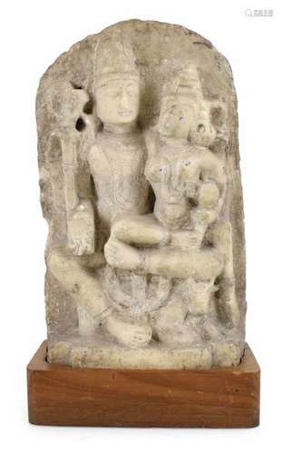 Stele aus Alabaster mit Darstellung der Umamaheshvara