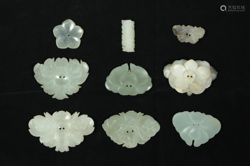 9 Chinese Ming & Qing Dynasty White Jades