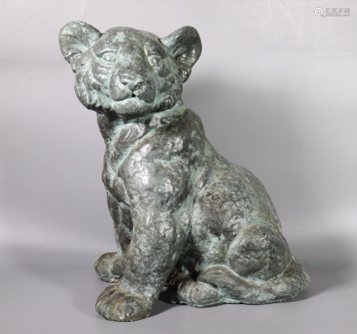 Bronzed Composition Seated Lion Cub