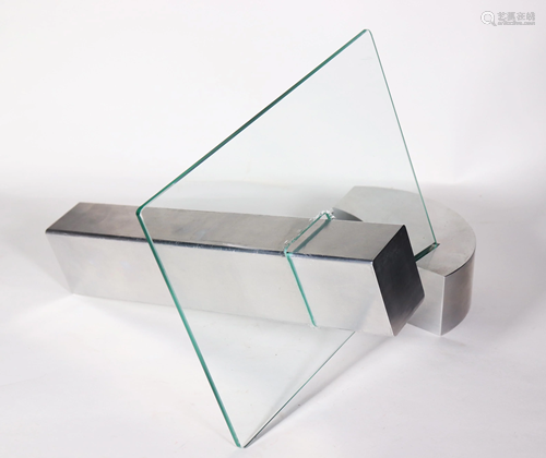 Menashe Kadishman Israeli Glass & Steel Sculpt…