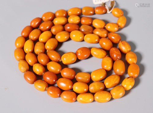 Butterscotch Amber Bead Necklace; Grams