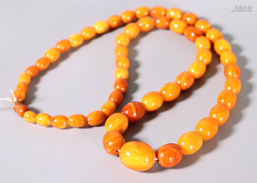 Butterscotch Amber Bead Necklace; Grams