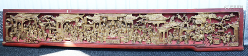 Lg Chinese 19 C Gold & Red Lacquer Panel