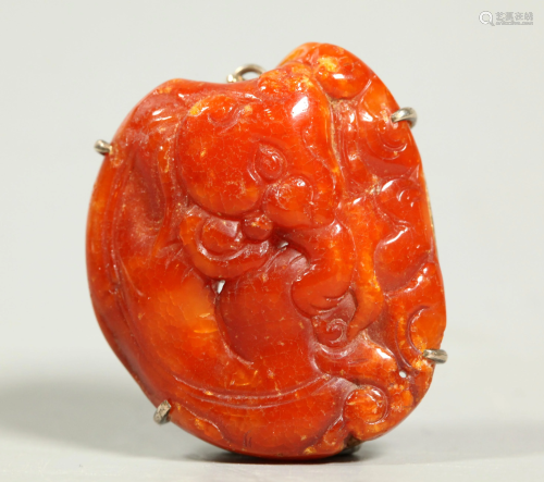 Chinese Ming Dynasty Amber Animal Pla…