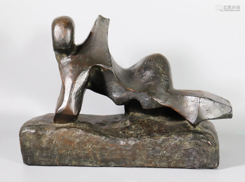 Eli Ilan; Abstract Reclining Figure Bronze