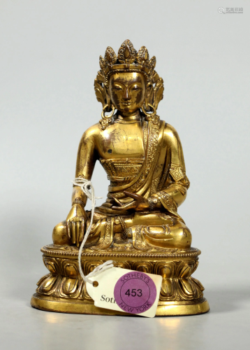 Sotheby's; Tibetan 18 C Gilt Bronze Buddha