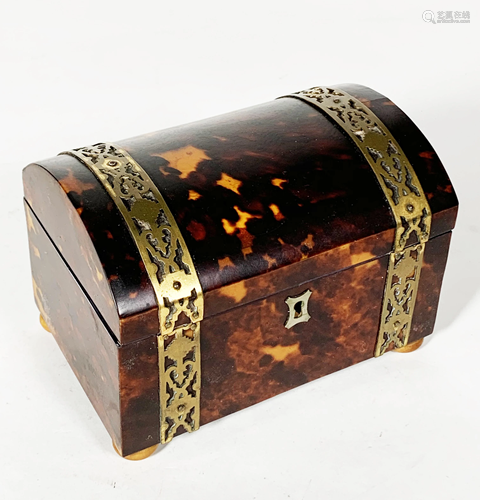 European 19 C Tortoise Shell Jewelry Box