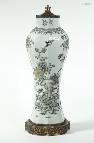 Chinese Early 18 C Grisaille & Gold Porcelain …