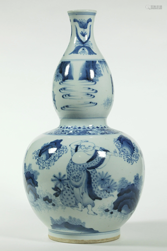 Chinese Blue & White Porcelain Double G…