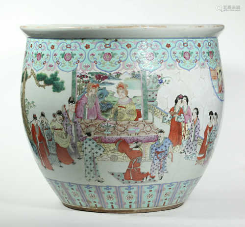 Chinese 19 C Famille Rose Porcelain Fish Bowl