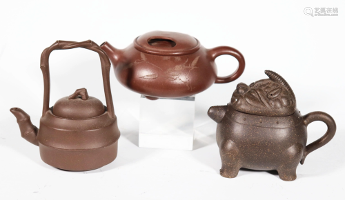 3 Chinese Yixing Scholar's Teapots