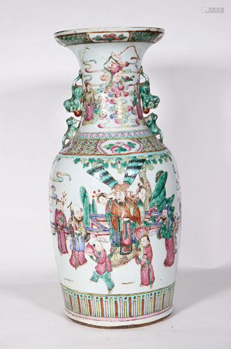 Lg Chinese 19 C Famille Rose Immortals Vase