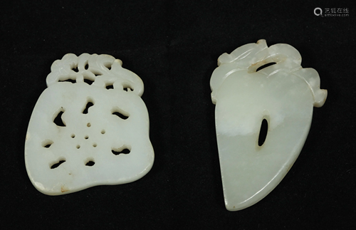 2 Chinese Qing Dynasty White Jade Pendants