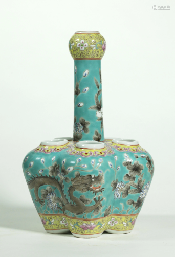 Chinese Da Ya Zhai Turquoise Porcelain Tulip V…
