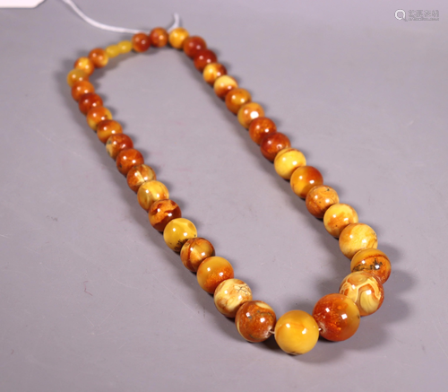 Butterscotch Amber Bead Necklace; 99.7G